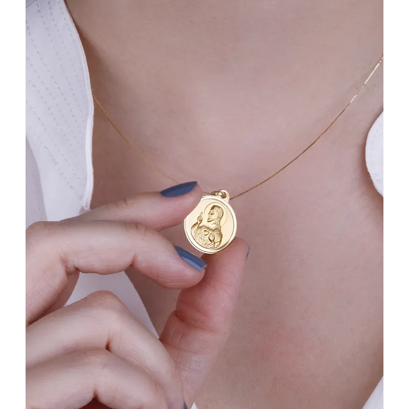 ESCAPULARIO "VIRGEN DEL CARMEN Y CORAZÓN DE JESÚS" 18MM ORO 18K