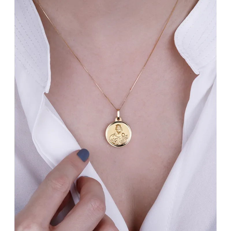 ESCAPULARIO "VIRGEN DEL CARMEN Y CORAZÓN DE JESÚS" 18MM ORO 18K