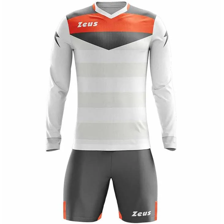 Zeus Argo Conjunto de portero Manga larga Camiseta con pantalones cortos blanco gris